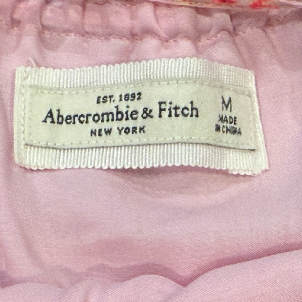 Abercrombie & Fitch Pink Floral Mini Dress Size M Flowy Ruffle Hem Strappy - Picture 7 of 8
